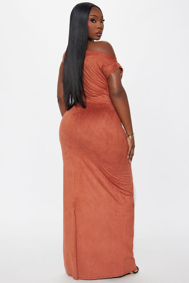 Can't Go Wrong Faux Suede Maxi Dress - Rust
