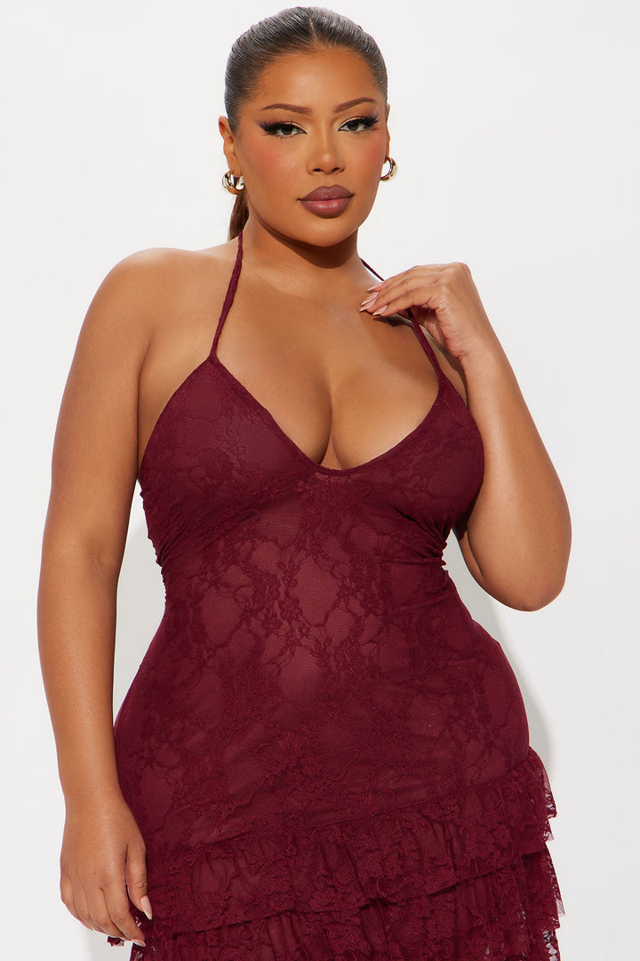 Love Letter Lace Mini Dress - Burgundy