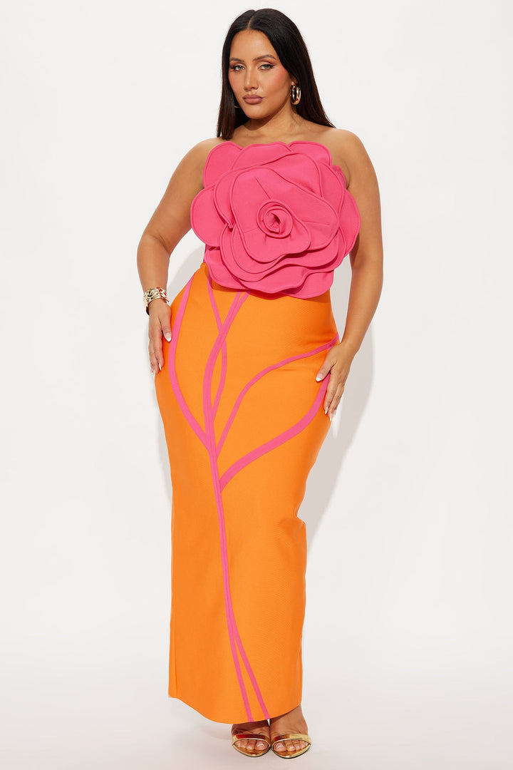 Thea Bandage Maxi Dress - Orange/combo