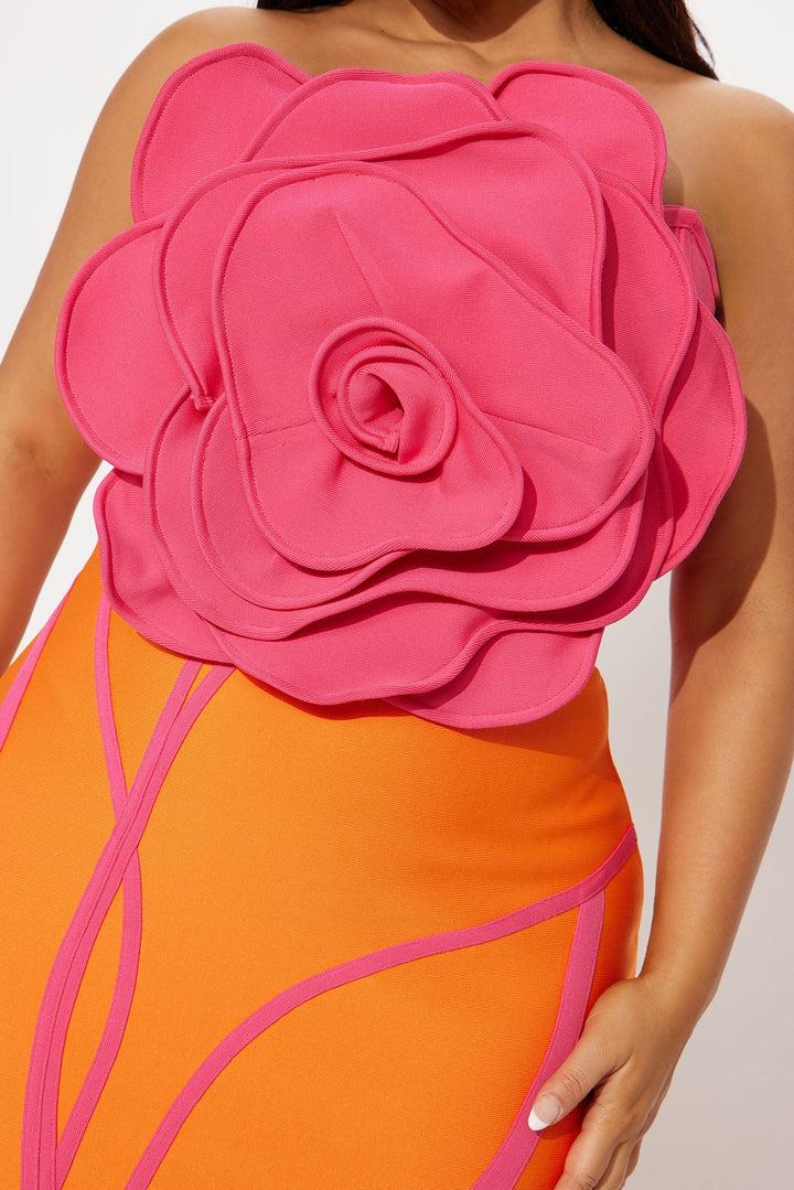 Thea Bandage Maxi Dress - Orange/combo