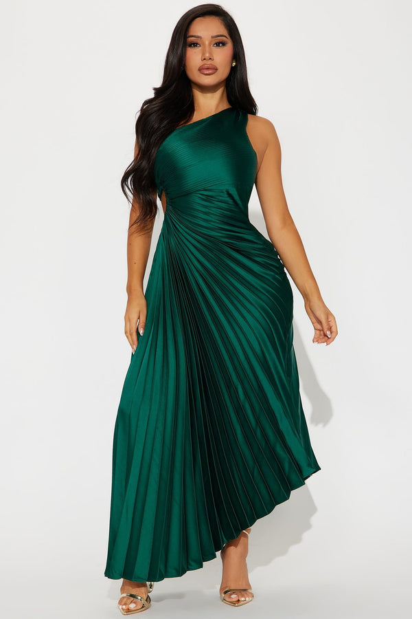 Belle Satin Maxi Dress - Hunter
