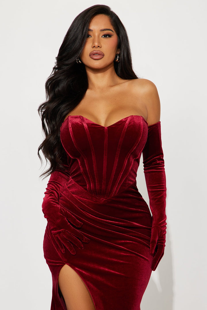 Adeline Velvet Gown - Wine