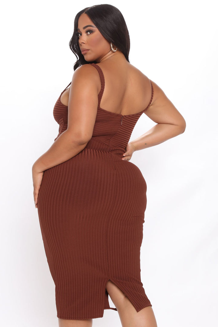No Cuts Given Bandage Midi Dress - Brown