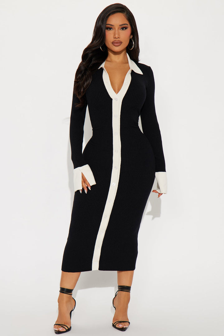 Ciao Bella Sweater Midi Dress - Black/combo