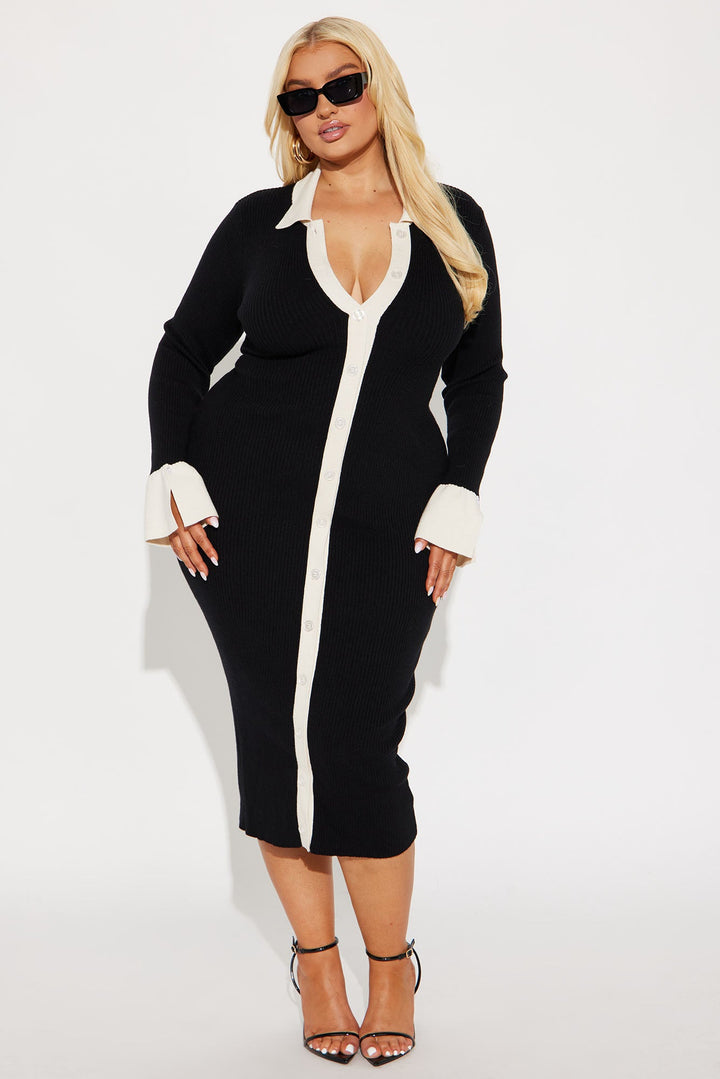 Ciao Bella Sweater Midi Dress - Black/combo