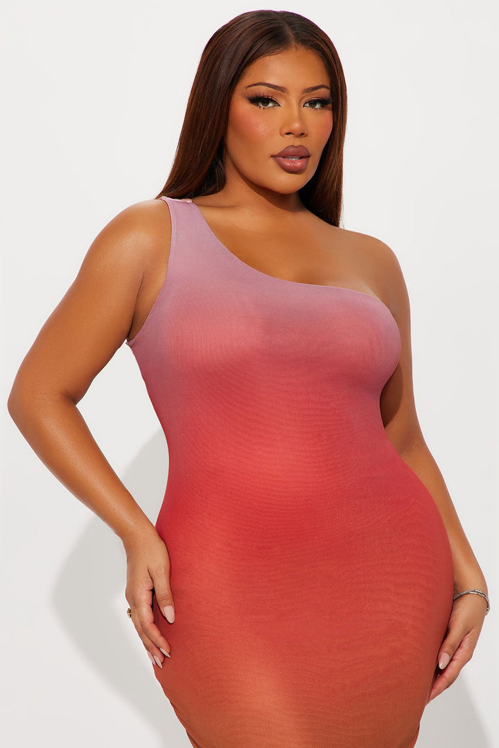 Adika Mesh Ombre Maxi Dress - Red/combo