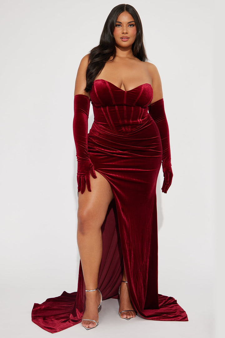 Adeline Velvet Gown - Wine