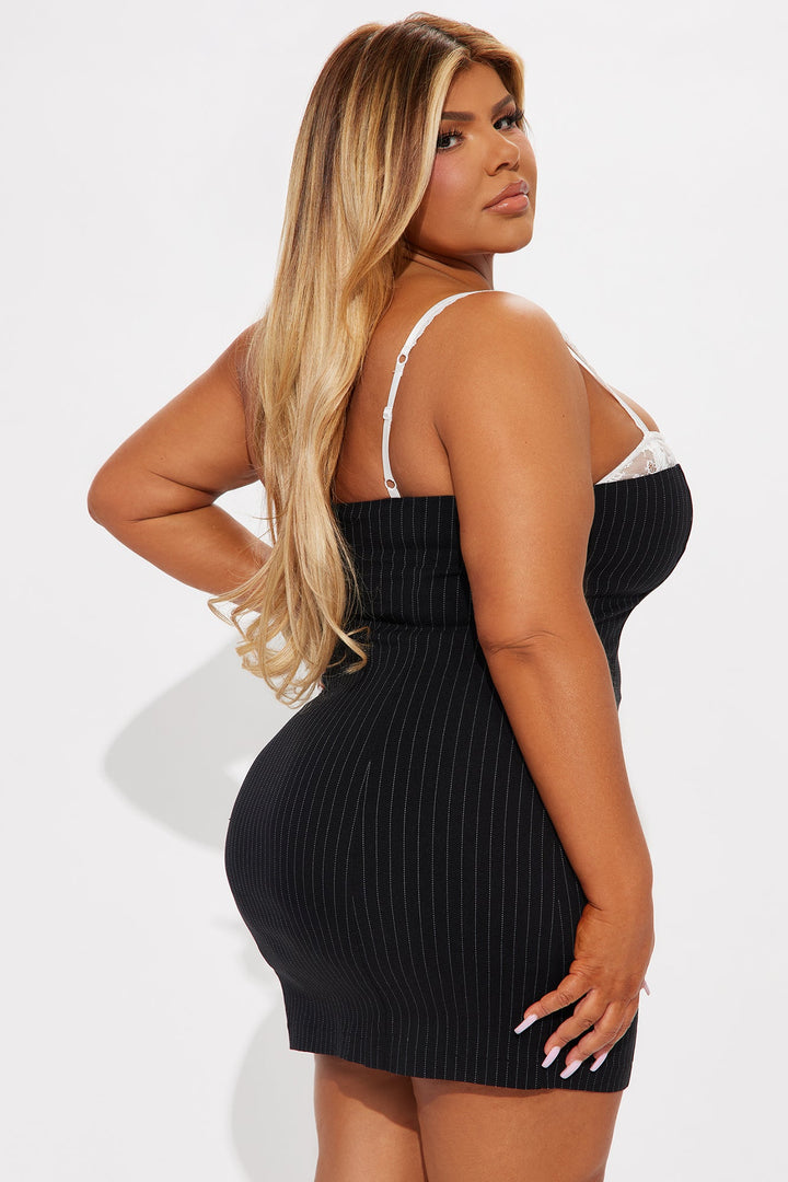 Penelope Pinstripe Mini Dress - Black/White