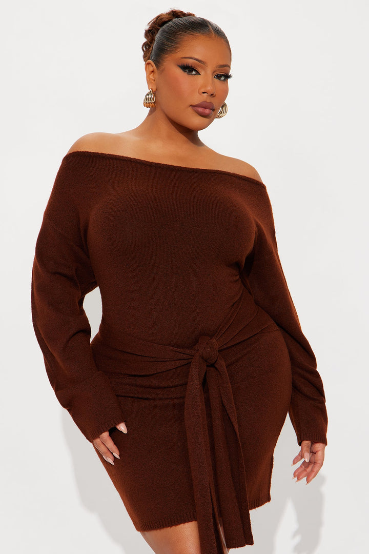 Addison Long Sleeve Sweater Mini Dress - Brown