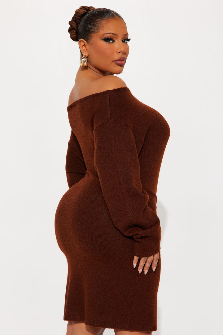 Addison Long Sleeve Sweater Mini Dress - Brown