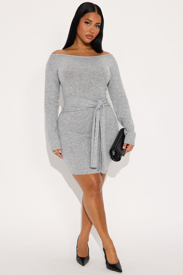 Addison Long Sleeve Sweater Mini Dress - Grey
