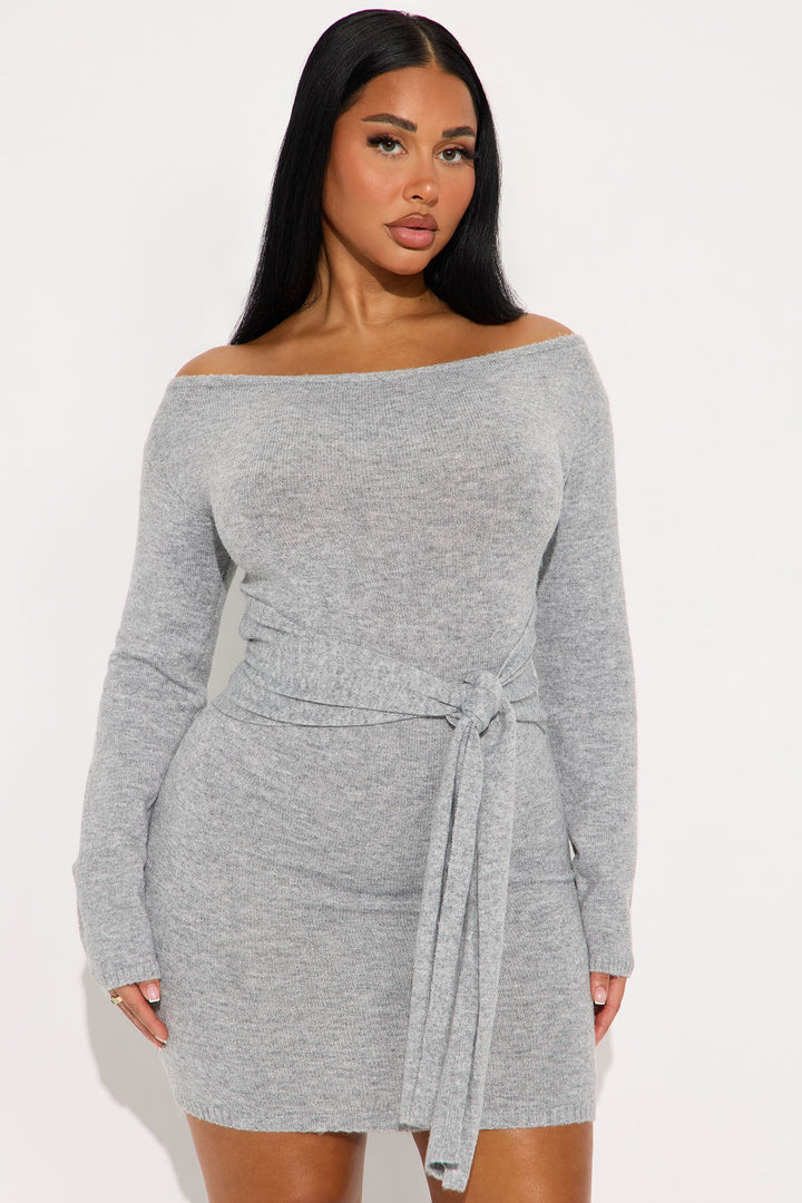 Addison Long Sleeve Sweater Mini Dress - Grey