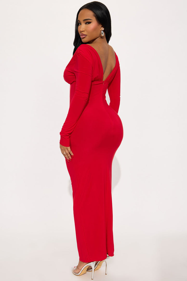 Taylor Long Sleeve Venezia Maxi Dress - Red