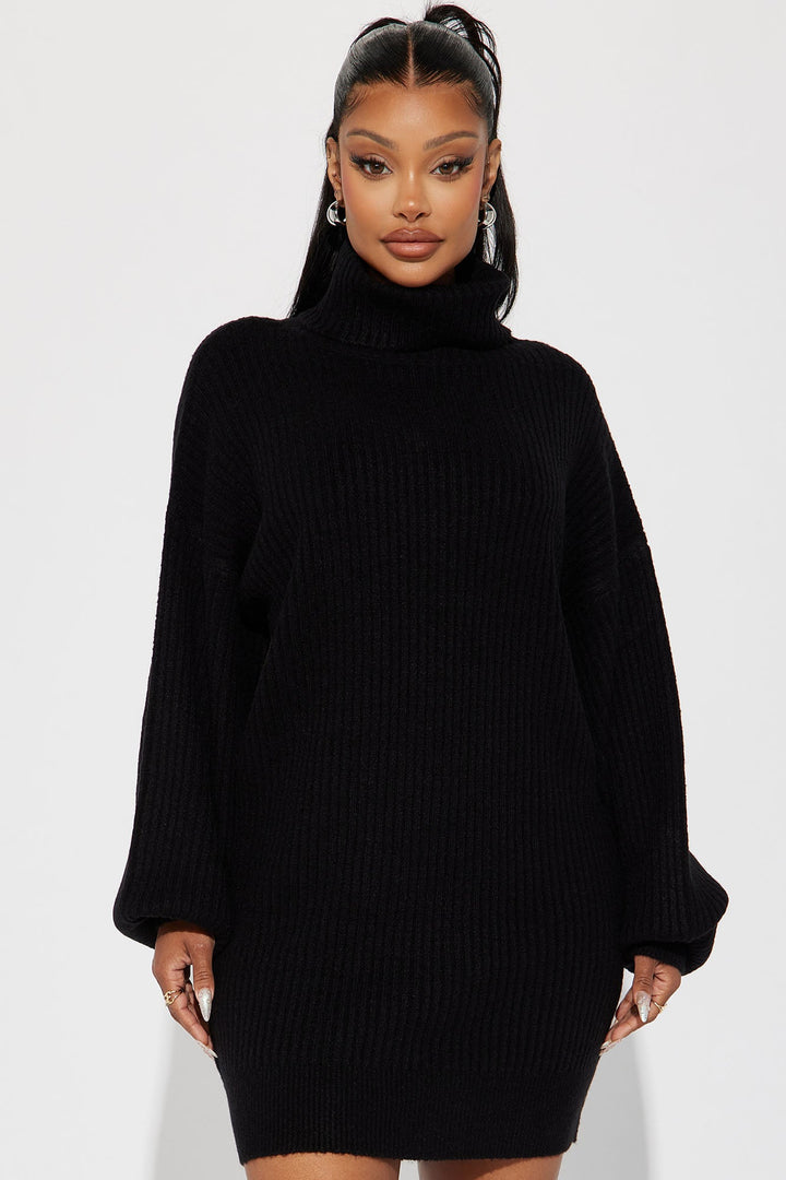 Karina Sweater Mini Dress - Black