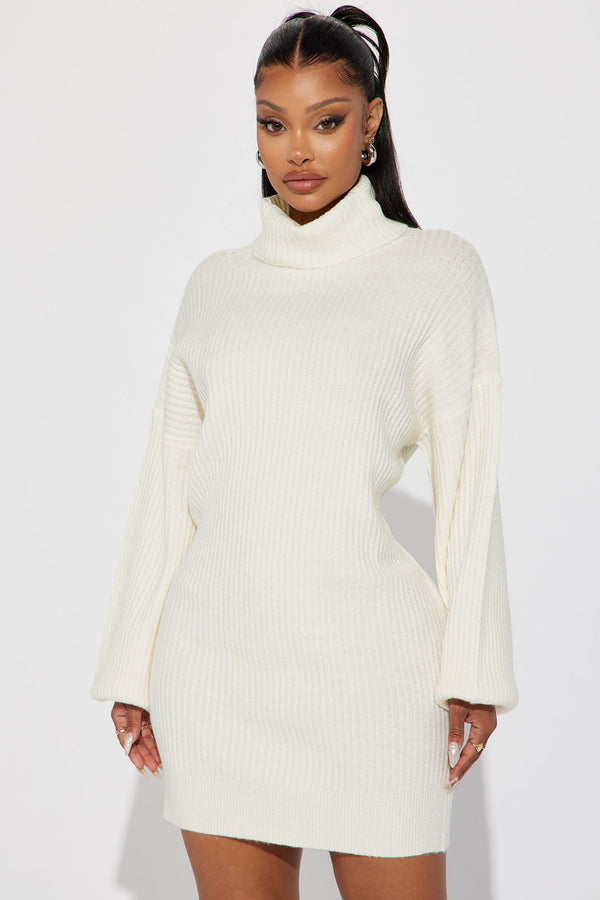 Karina Sweater Mini Dress - Cream