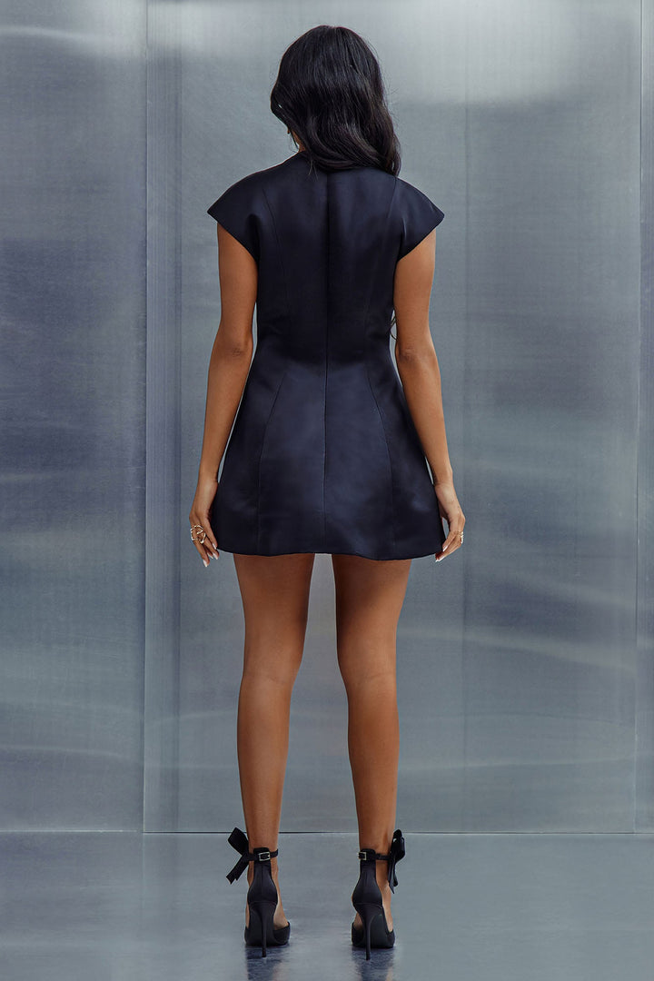 Talia Satin Mini Dress - Black