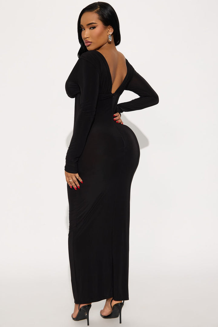 Taylor Long Sleeve Venezia Maxi Dress - Black
