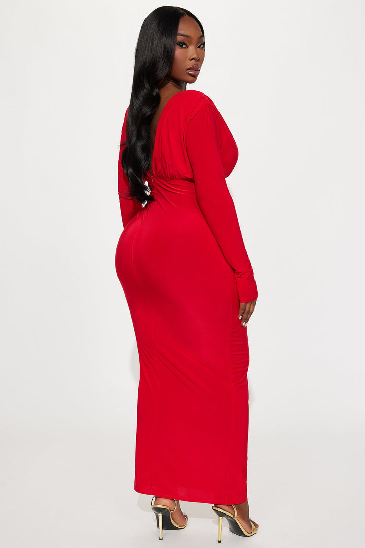 Taylor Long Sleeve Venezia Maxi Dress - Red