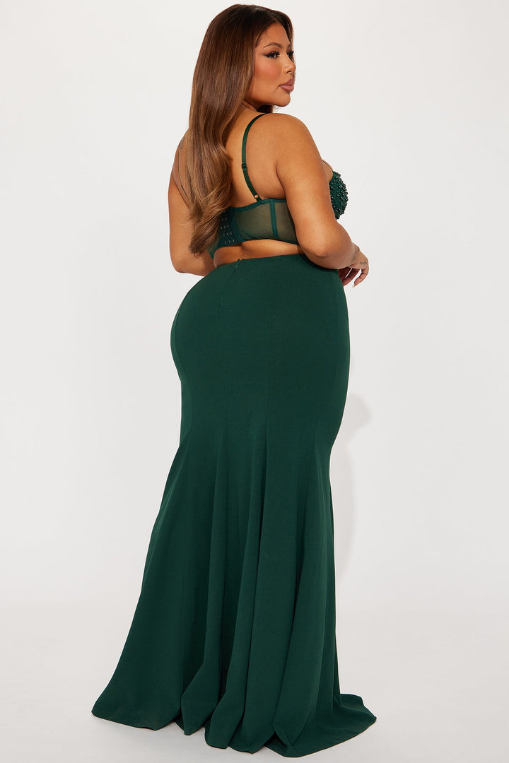 Bella Embellished Gown - Hunter