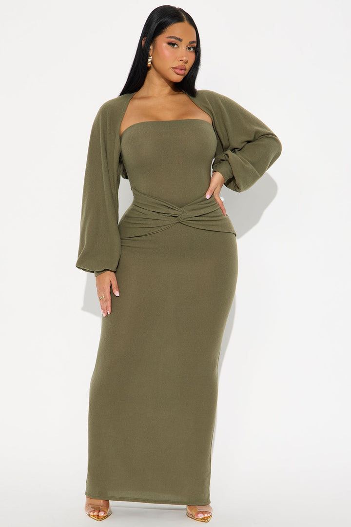 Witney Bolero Maxi Dress - Dark Olive