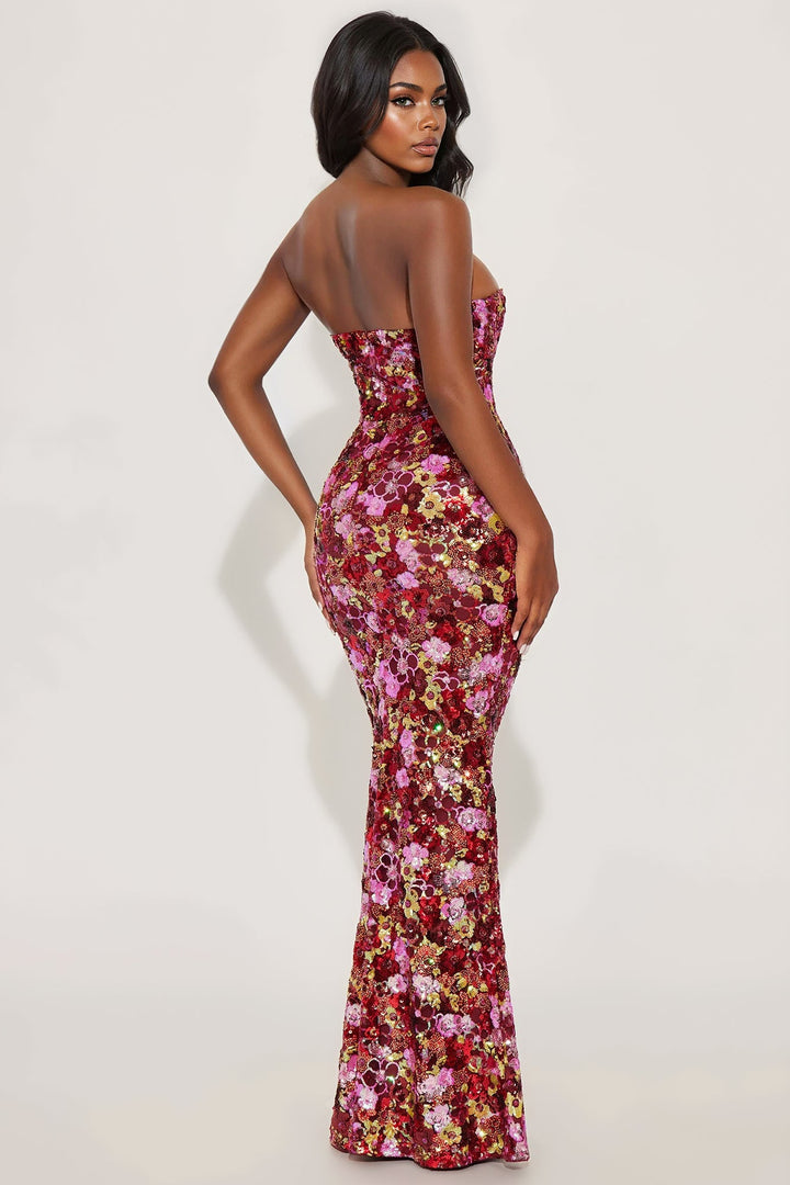 Totally It Sequin Maxi Gown - Pink/combo