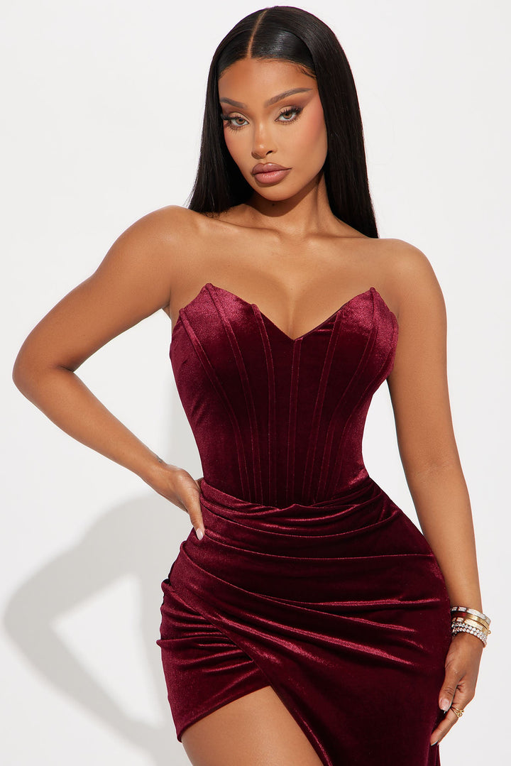 Samantha Velvet Gown - Wine