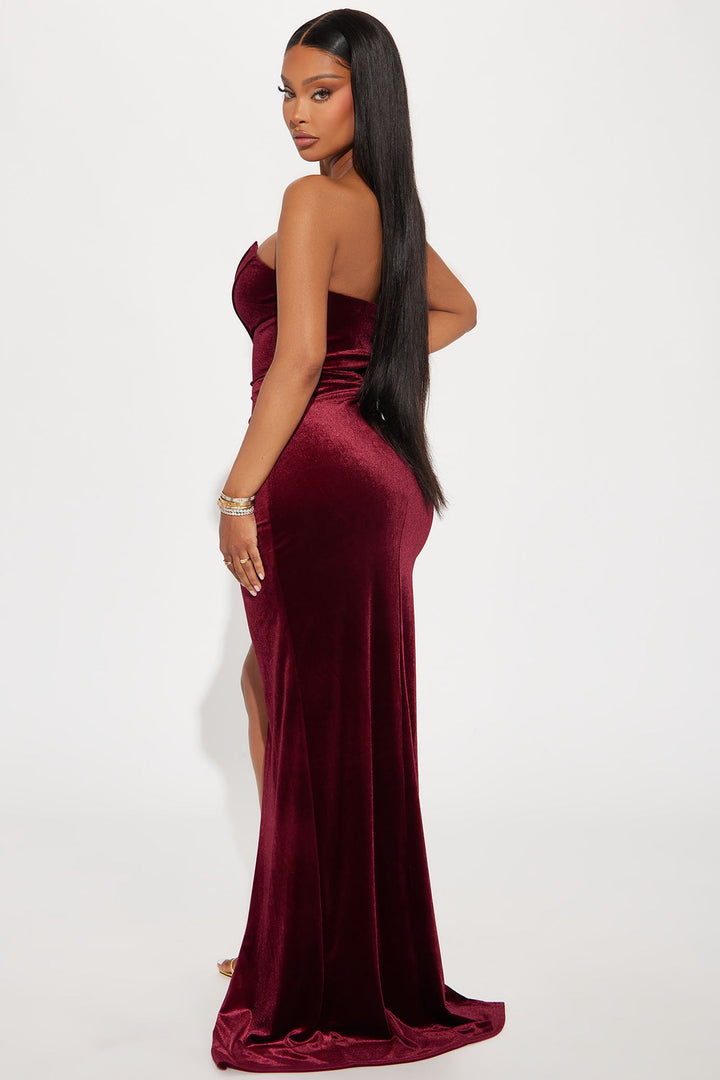 Samantha Velvet Gown - Wine