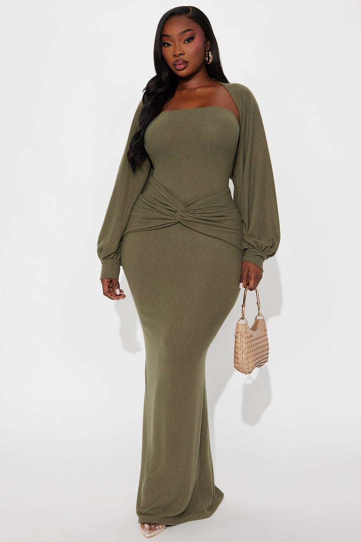 Witney Bolero Maxi Dress - Dark Olive