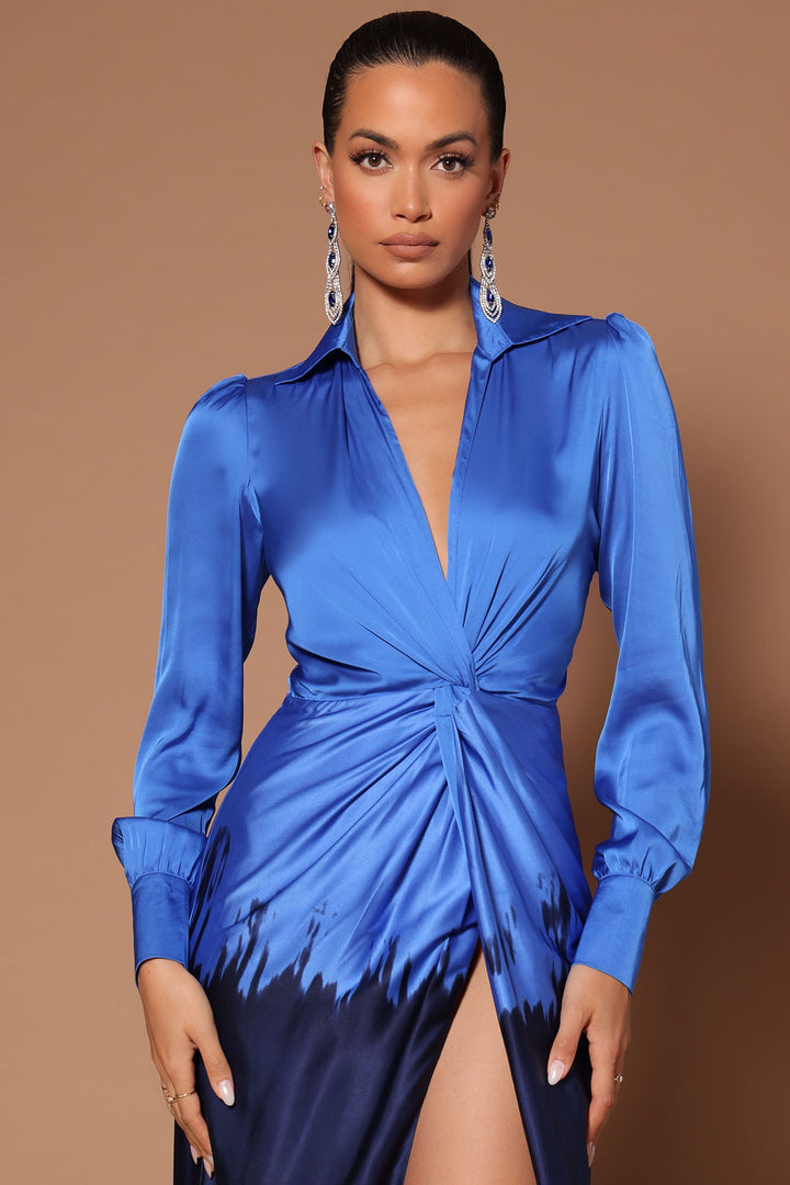 Mikaela Ombre Maxi Dress - Royal/combo