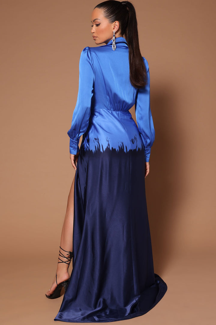 Mikaela Ombre Maxi Dress - Royal/combo