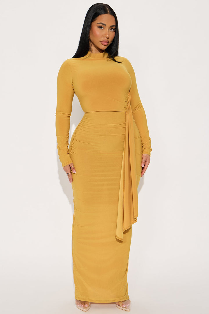 Ackens Snatched Maxi Dress - Mustard