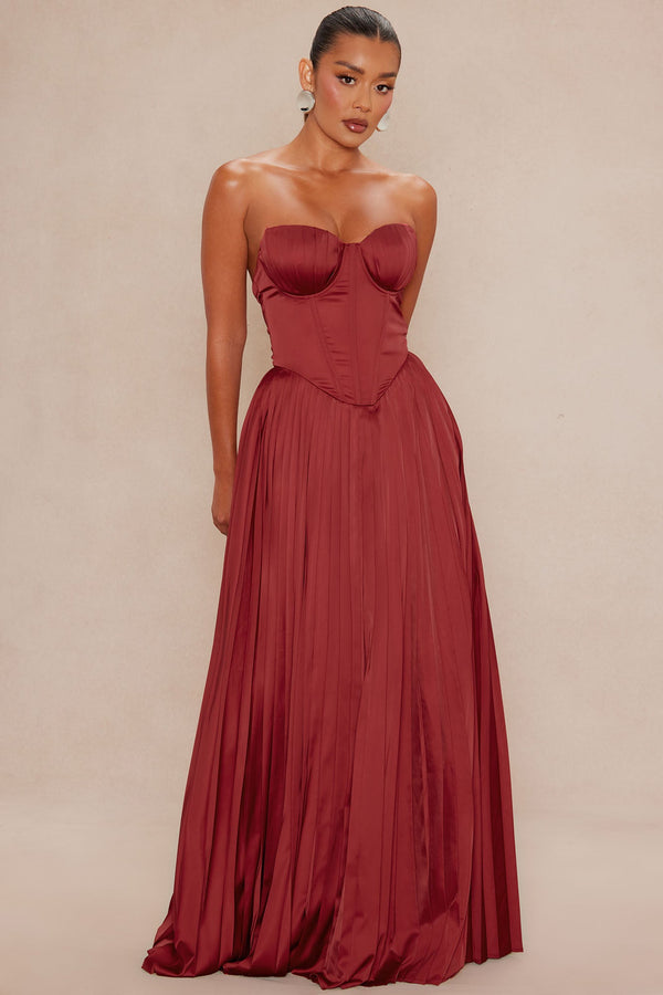 Addison Satin Gown - Burgundy
