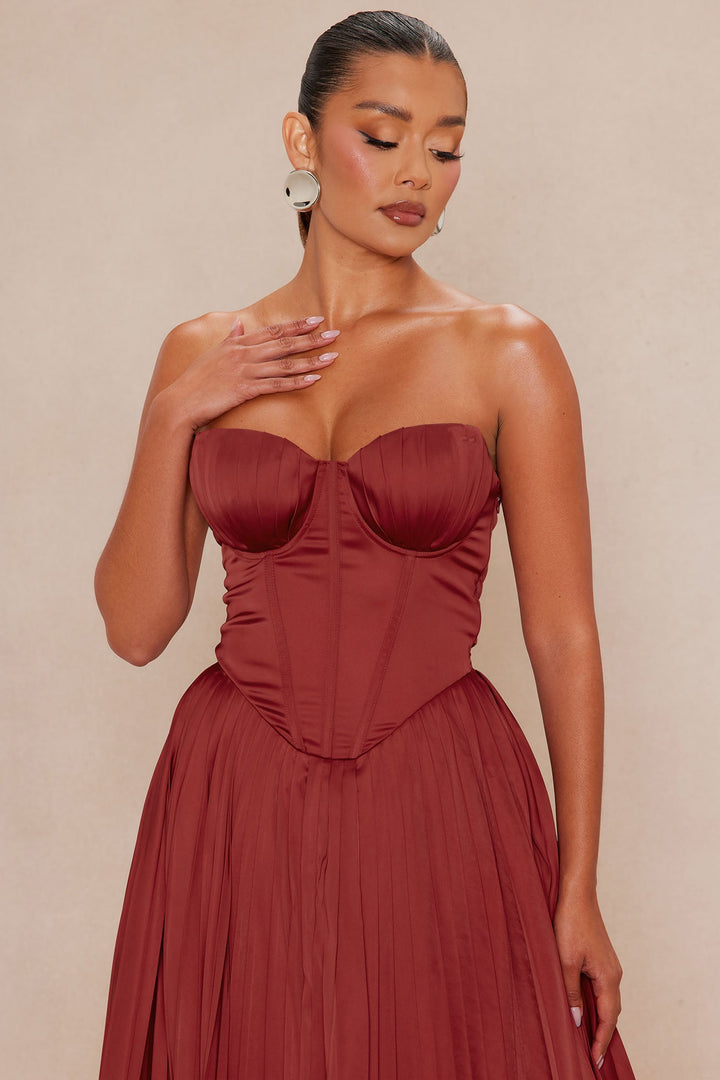 Addison Satin Gown - Burgundy
