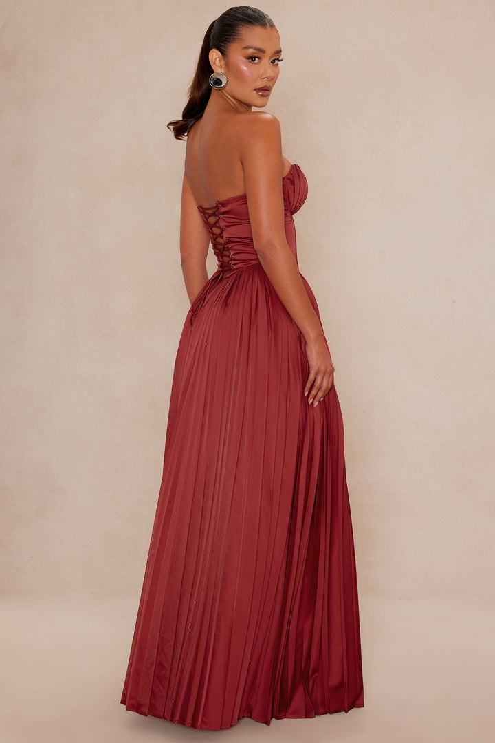 Addison Satin Gown - Burgundy