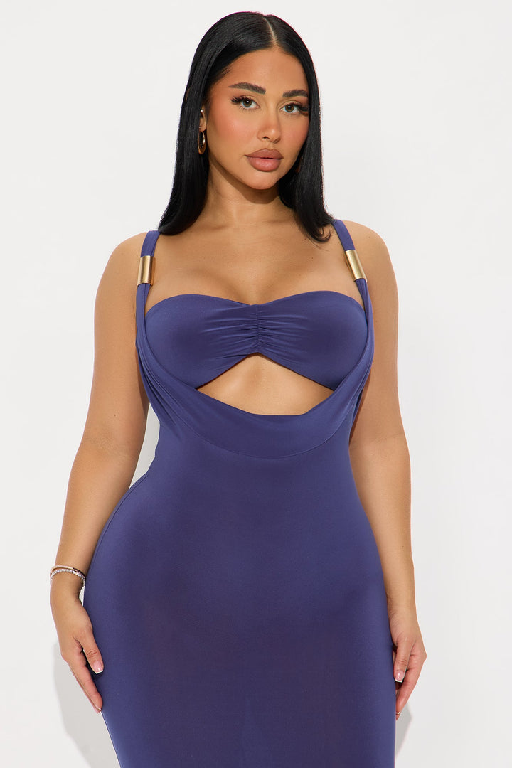 Alexa Cowl Neck Midi Dress - Navy