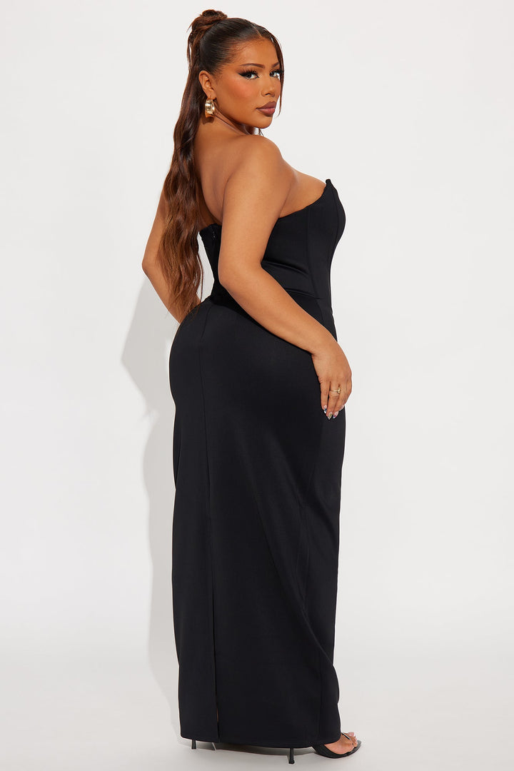 Temptations Strapless Scuba Corset Gown - Black