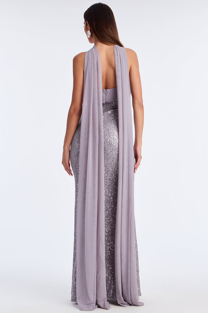 Cinnamon Sugar Sequin Gown - Grey/Silver