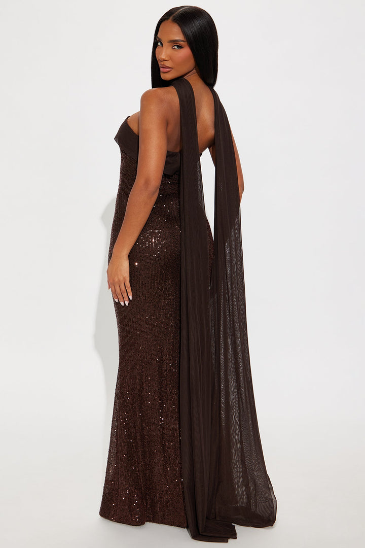 Cinnamon Sugar Sequin Gown - Chocolate