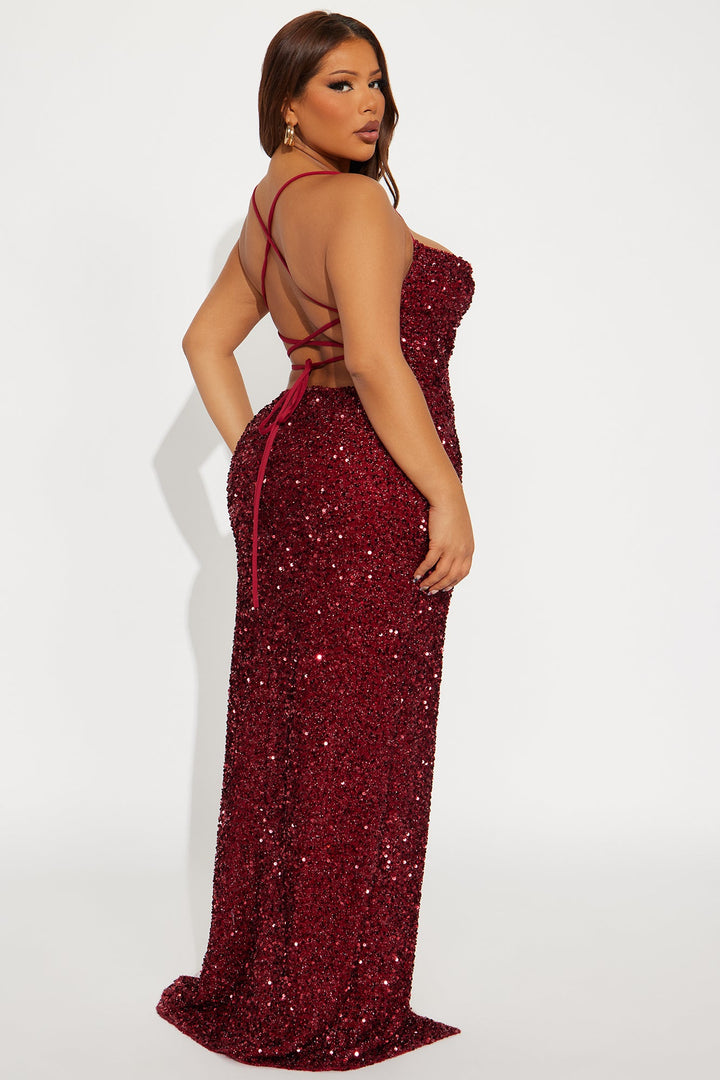 Wild Soul Sequin Maxi Dress - Wine