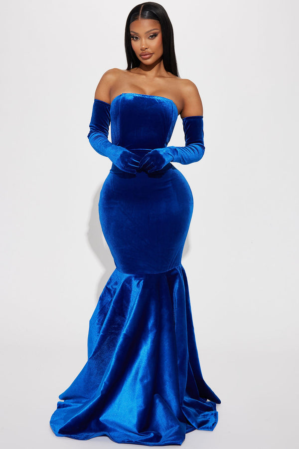 Stella Velvet Gown Set - Royal