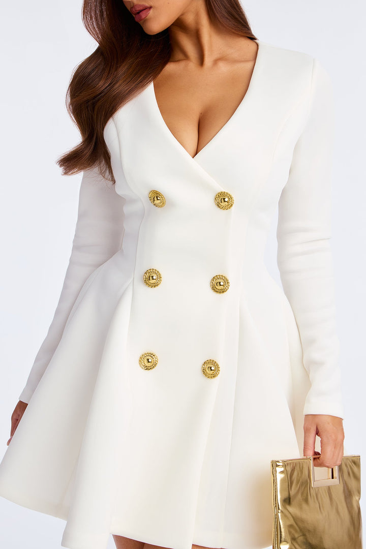 Tall Queen Of Everything Long Sleeve Mini Dress - White