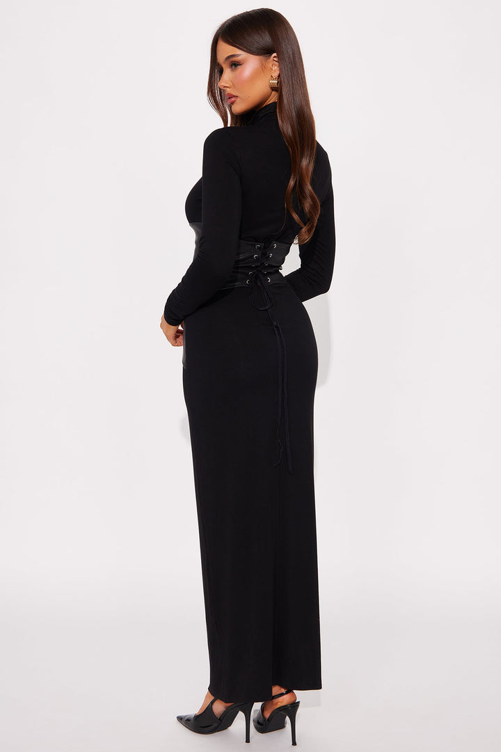Beyond Snatched Maxi Dress - Black/Black