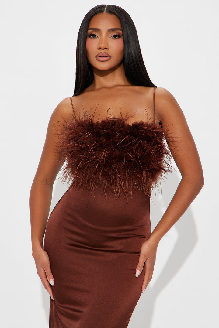 Charline Satin Maxi Dress - Chocolate