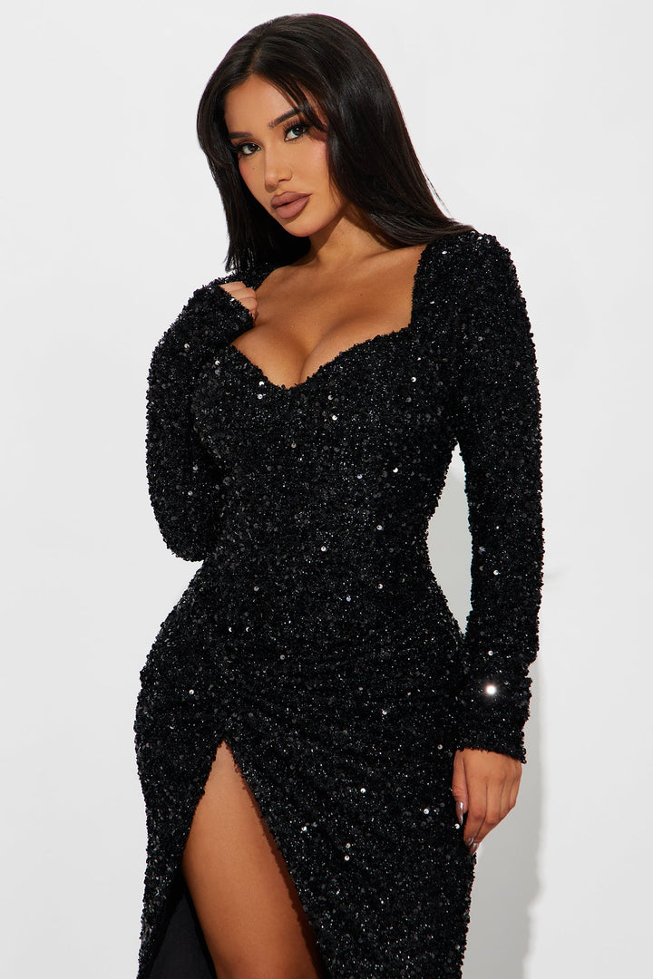 Alyssa Sequin Gown - Black