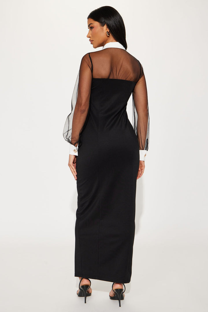 Lisa Button Up Maxi Dress - Black