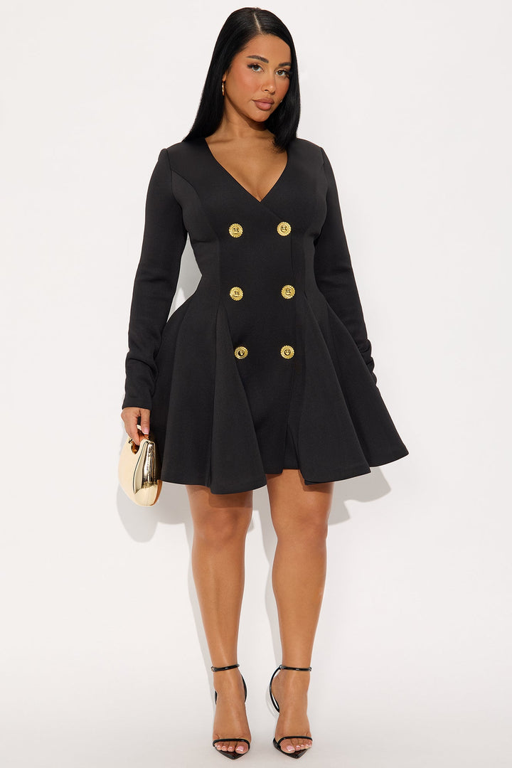 Tall Queen Of Everything Long Sleeve Mini Dress - Black