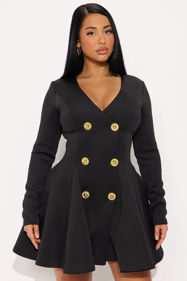 Tall Queen Of Everything Long Sleeve Mini Dress - Black