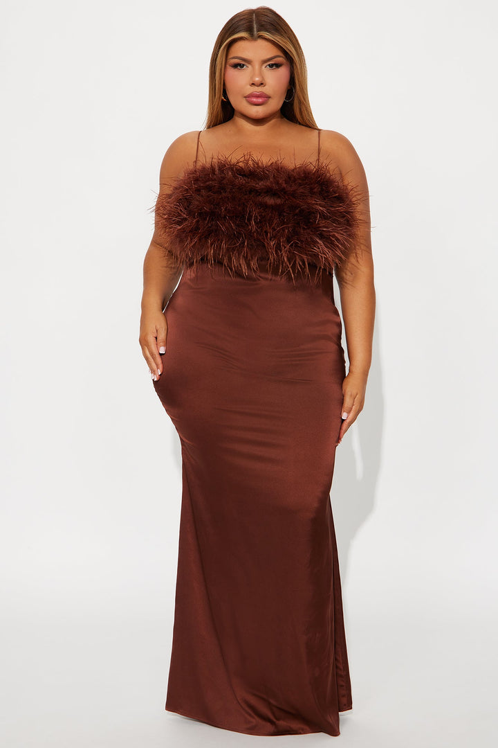 Charline Satin Maxi Dress - Chocolate
