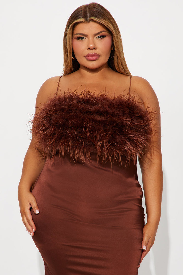 Charline Satin Maxi Dress - Chocolate