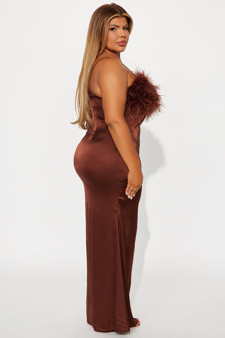 Charline Satin Maxi Dress - Chocolate